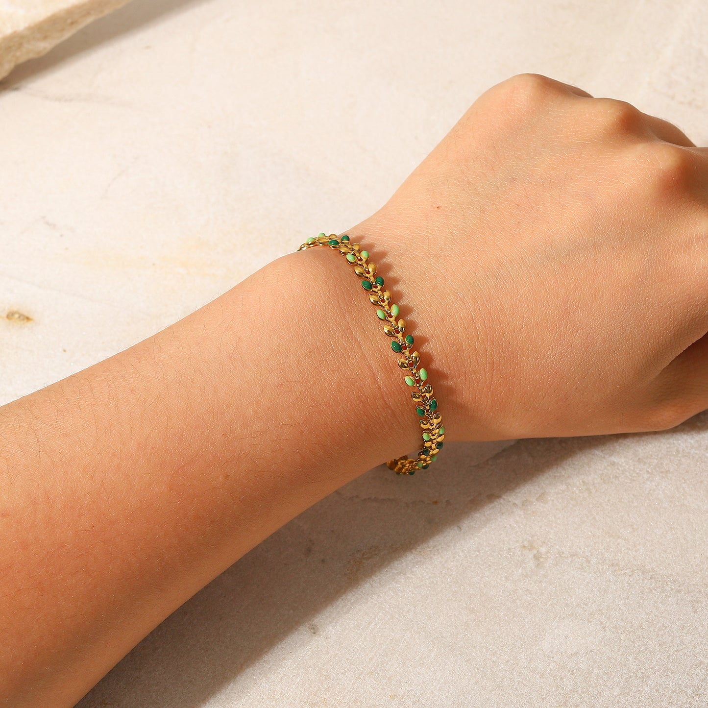 Green Olive Leaf Bracelet