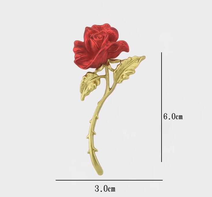 French Red Rose Brooch