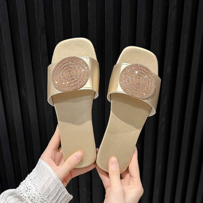 Circle Rhinestone Slippers