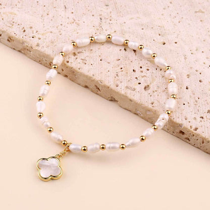 Freshwater pearl Flower natural stone jewelry bracelet.