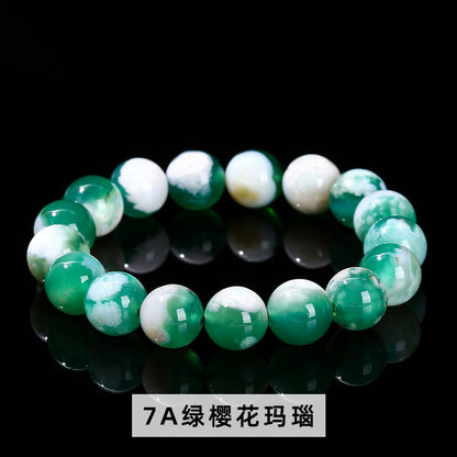 7A Green Cherry Blossom Agate Bracelet