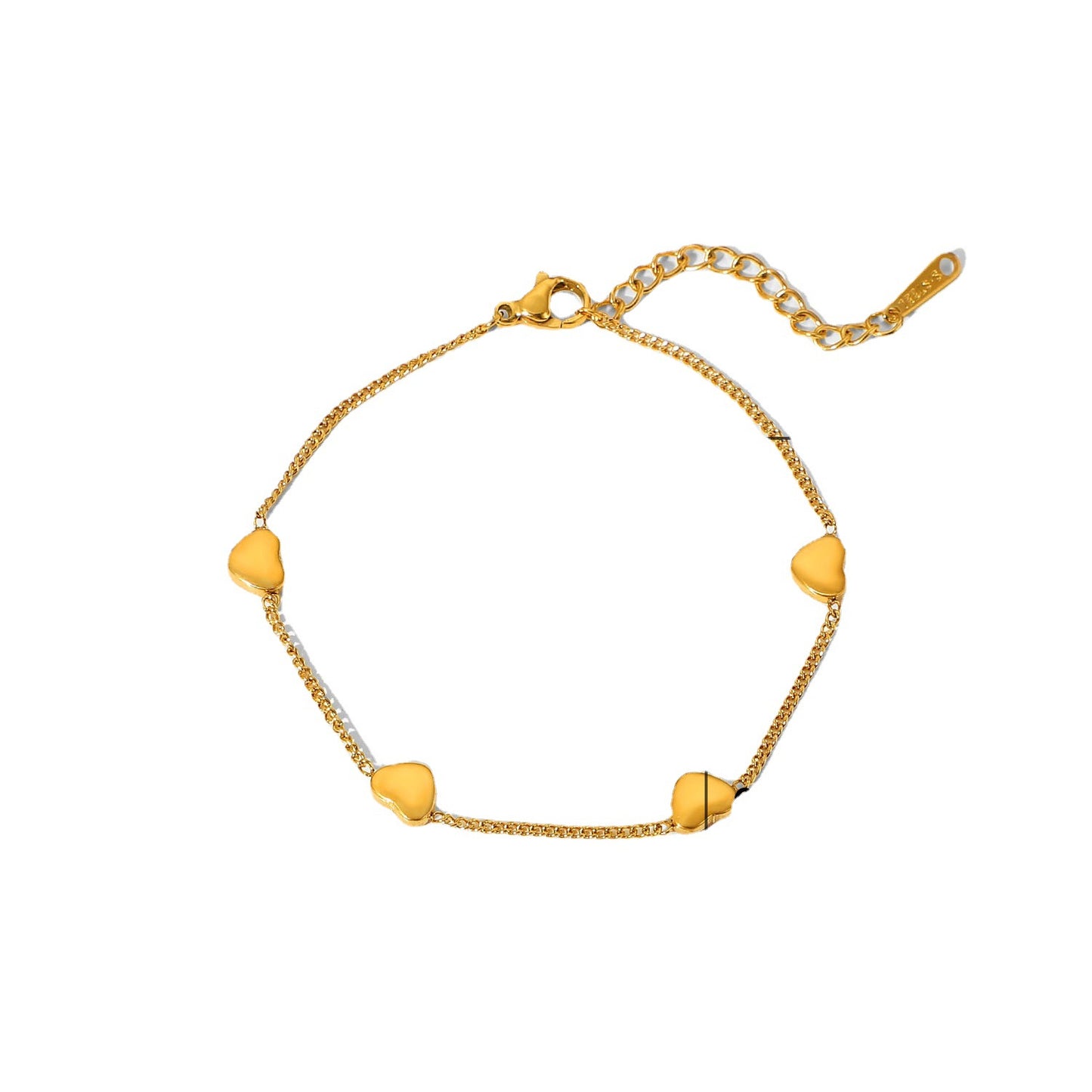 Four Heart Thin Chain Bracelet