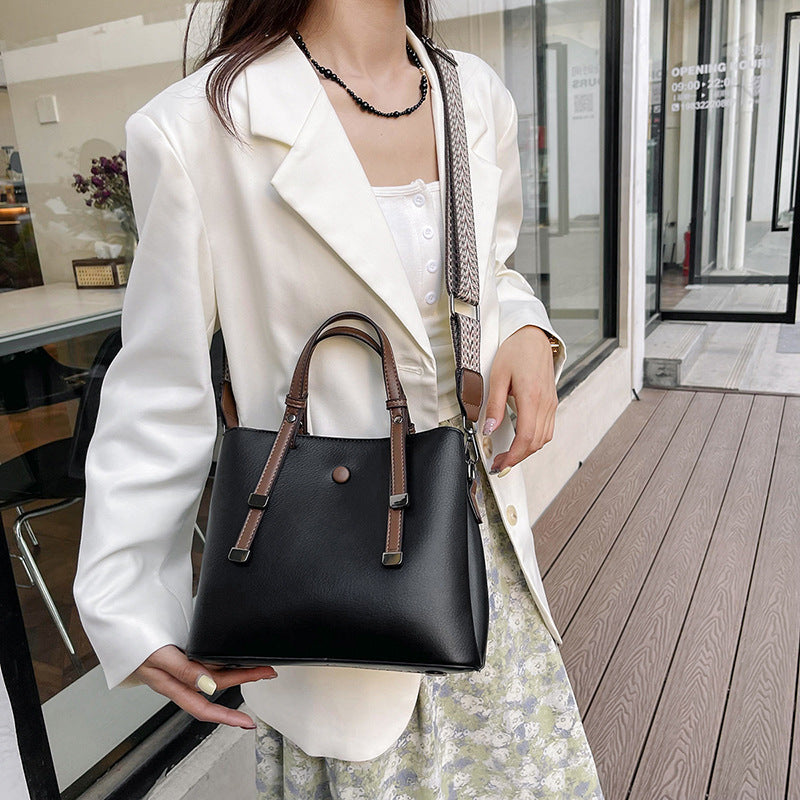 Large capacity soft leather high texture bag