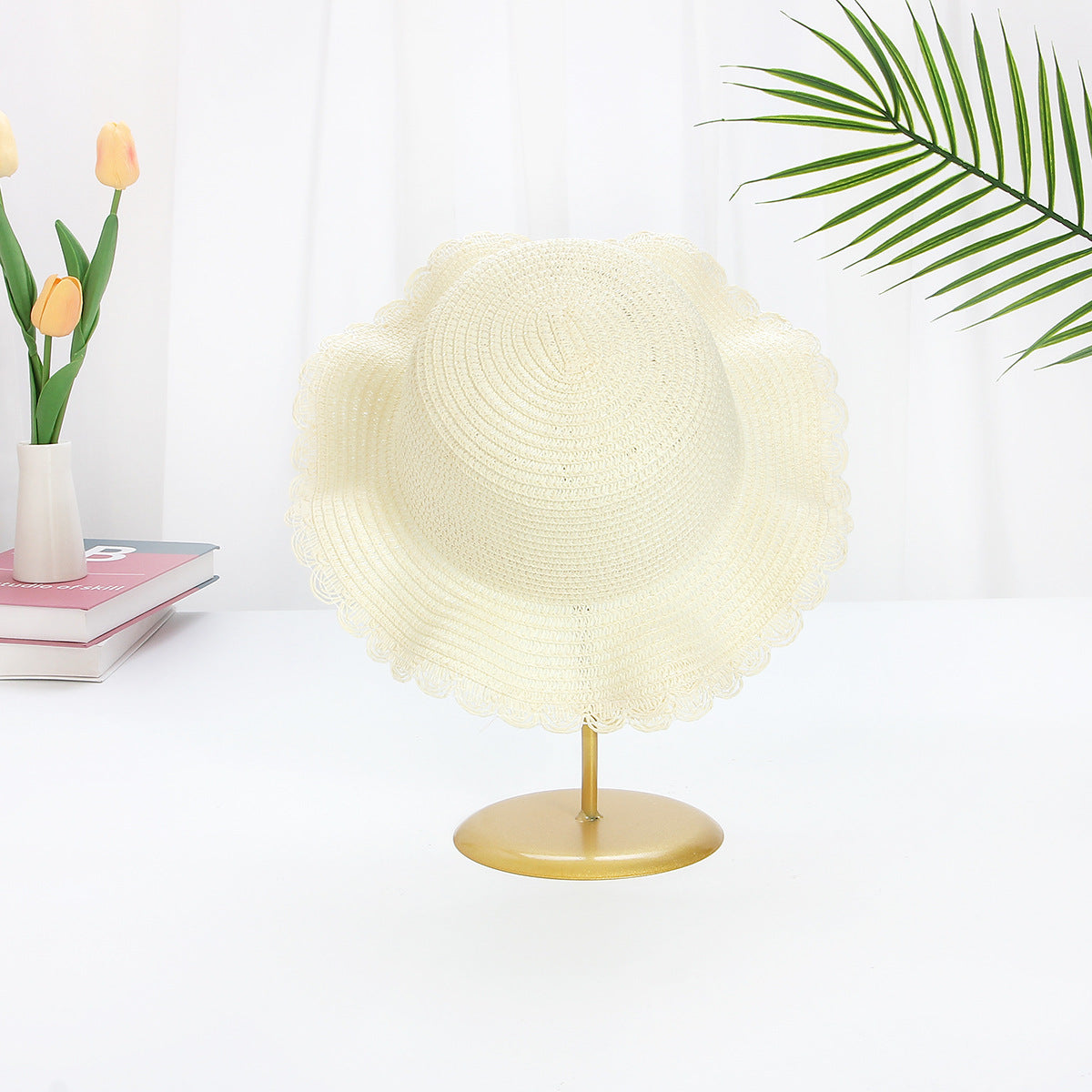 Adjustable Kids Wave Straw Hat Sun Protection Hat Blank