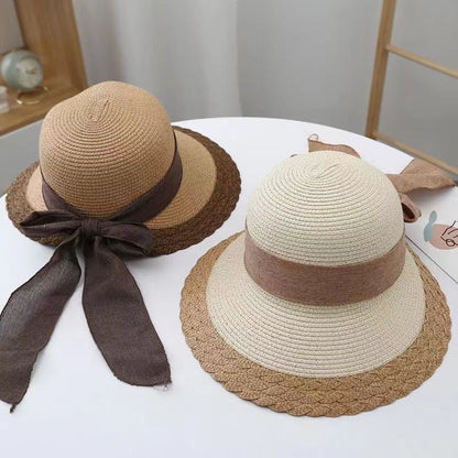 Woven Straw Hat Women's Fashion Sun Protection Wide Brim Beach Casual Vacation