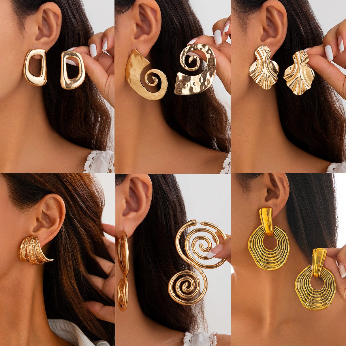 Alloy Wave Textured Earrings for Women