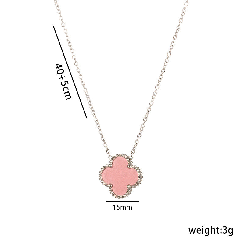 High-Quality Double-Sided Clover Necklace, Titanium Steel