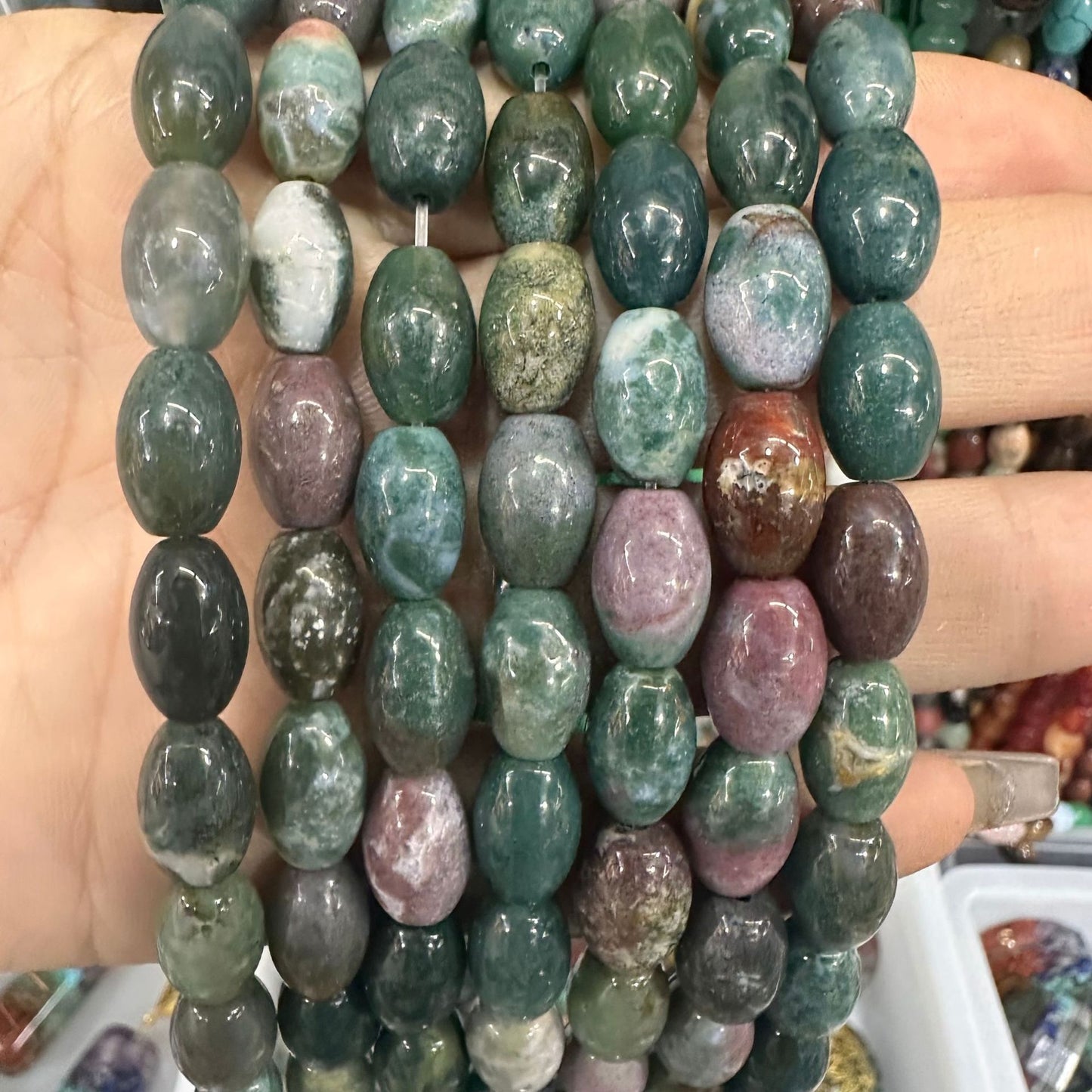 8*12mm natural stone oval rice beads