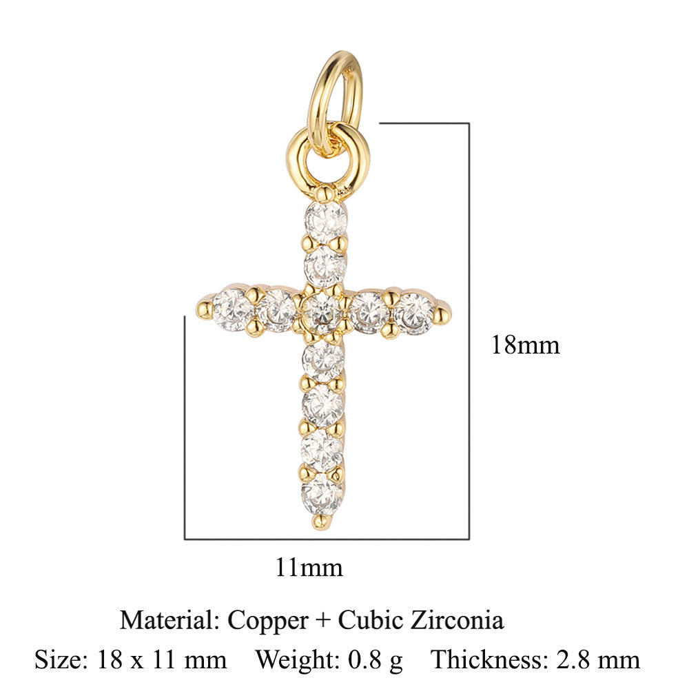 Cross Star Moon Copper Zircon Pendant