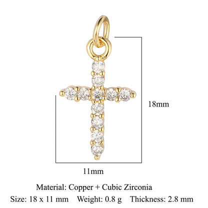 Cross Star Moon Copper Zircon Pendant