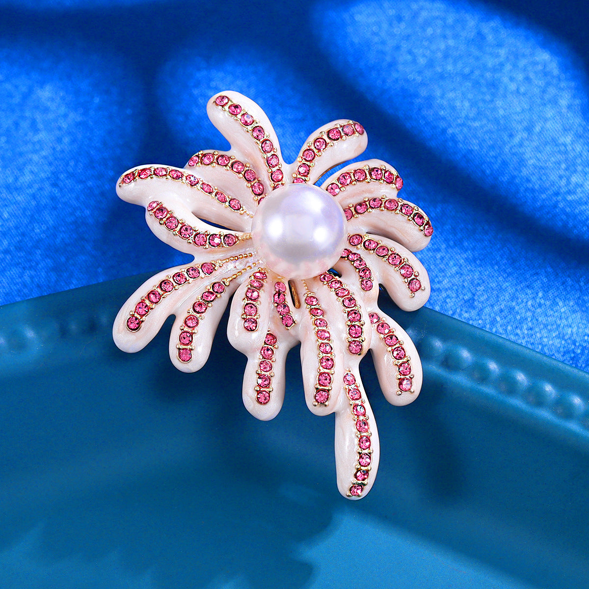 Coral brooch corsage