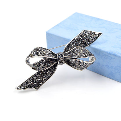 Black Bow Brooch with Diamonds