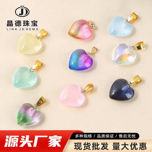 16Mm magic color glazed love-shaped glass pendant