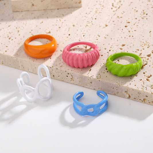 Fashionable candy-colored rings