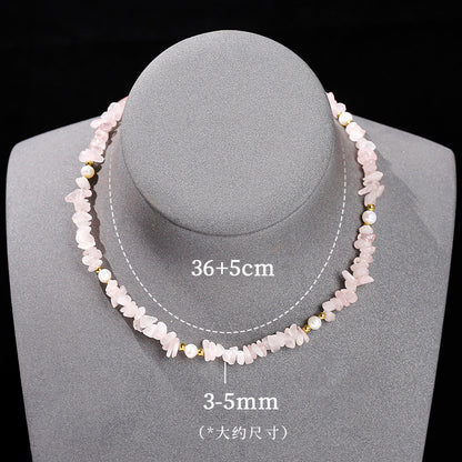 Natural powder crystal gravel baroque pearl necklace