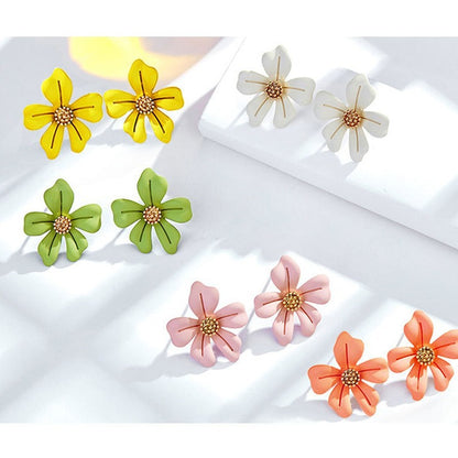 Color streamlined summer flower stud earrings