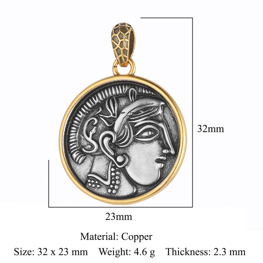 Copper zircon pendant ancient silver coin DIY accessories