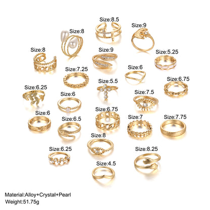 Cross Moon Leaf Ring 23pcs