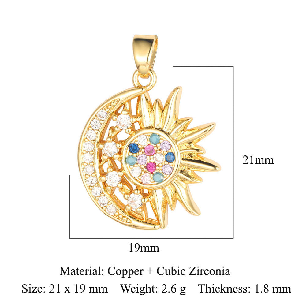 Sun Moon Star Universe Copper Zircon Pendant