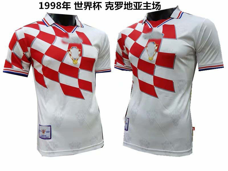 98 World Cup Croatia Home Away Suker Boban Short Sleeve Retro Jersey