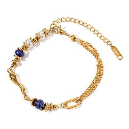 18k pearl lapis lazuli drop bracelet