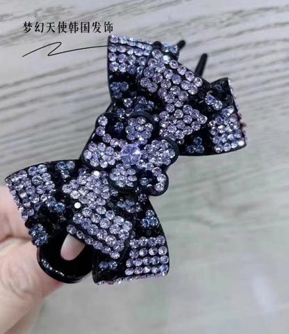 New leopard print butterfly three-tooth grab clip