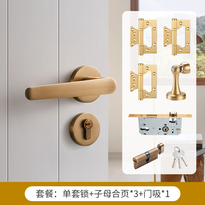 Door handle gold brass door lock