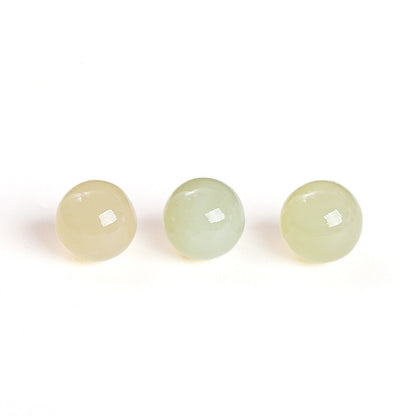 Hetian jade half-hole round beads handmade loose beads