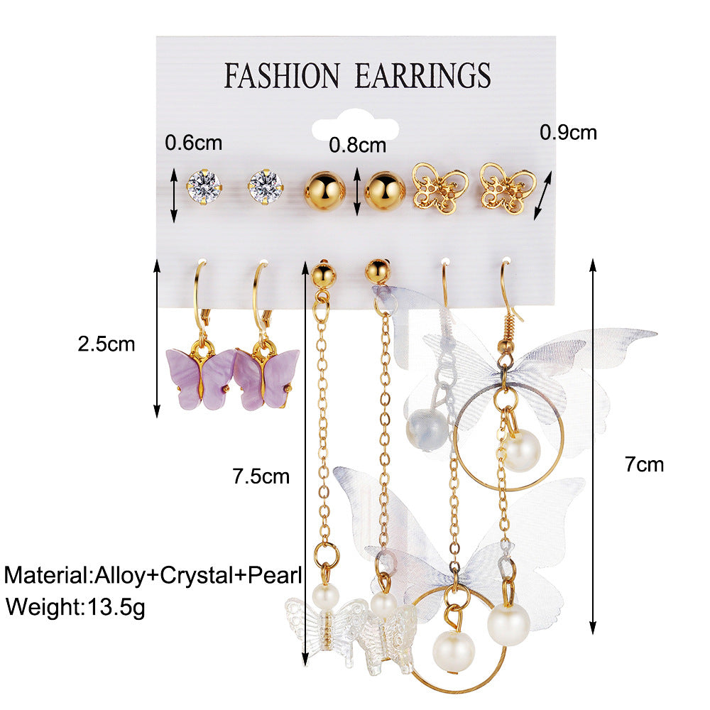 Acrylic Pearl Butterfly Earrings Set