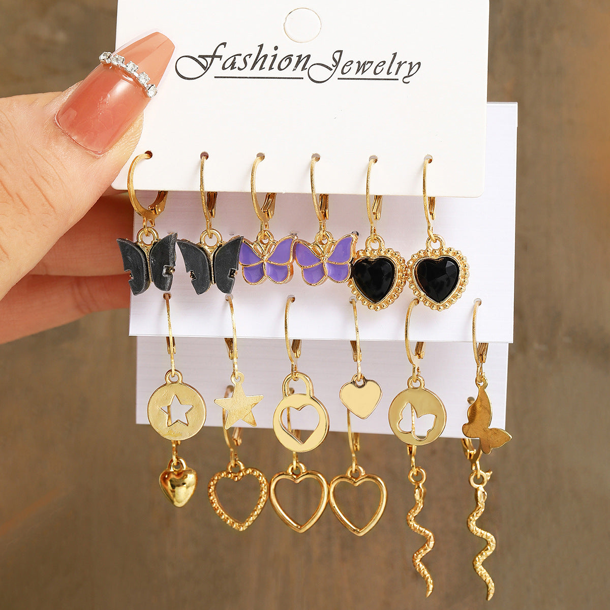 Acrylic Butterfly Earrings 9-Piece Set