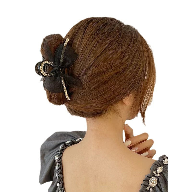 Vintage Diamond Bow Hair Grab Clip