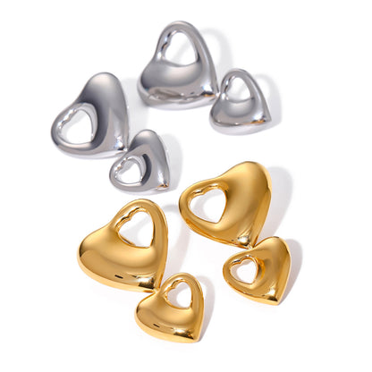 Double-layer heart hollow earrings