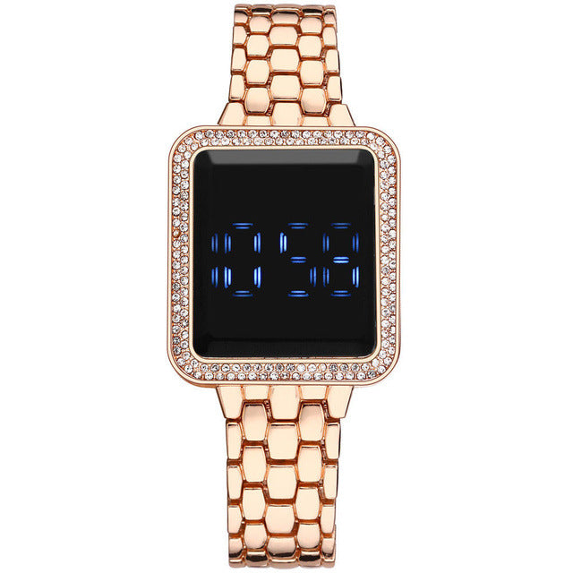 LED Rhinestone Women's Bracelet Watch