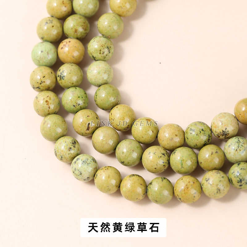 Natural yellow grass stone round beads loose beads