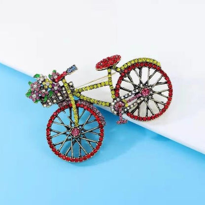 Rhinestone Bicycle Brooch