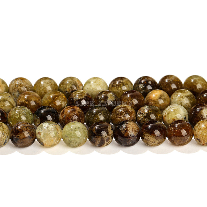 Natural green garnet loose beads saffron round beads