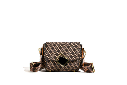 Wide shoulder strap versatile plaid print bag