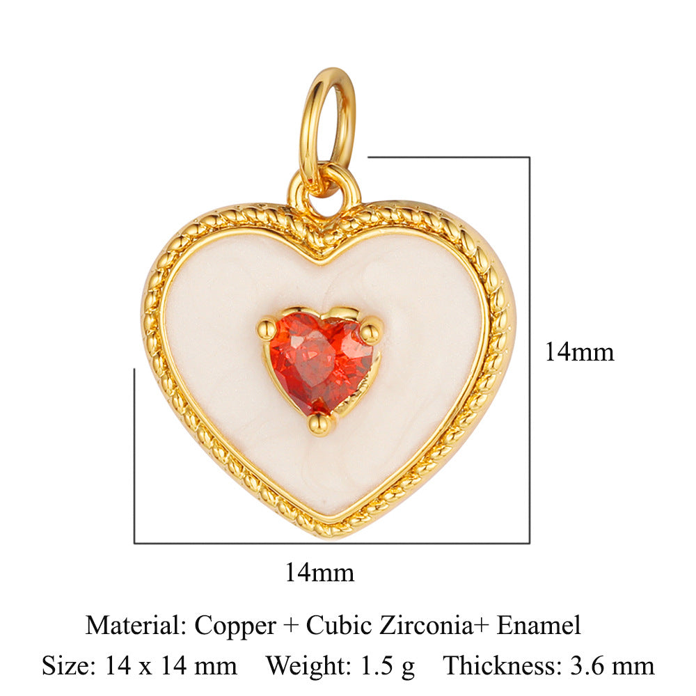 Peach heart key lock copper zircon pendant