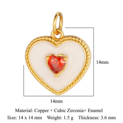 Peach heart key lock copper zircon pendant