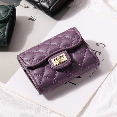 Simple sheepskin card bag women's leather line card clip