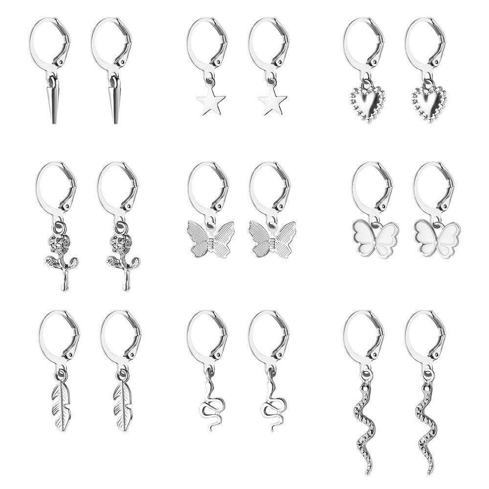 Butterfly Rose Earrings Set 9-Piece Set