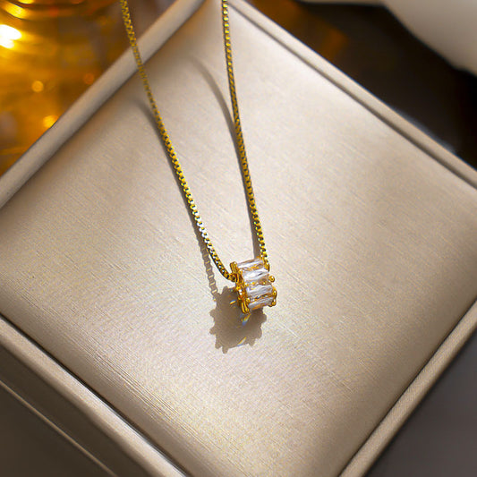 18K Gold-Plated DIY Pendant Necklace with Zircon