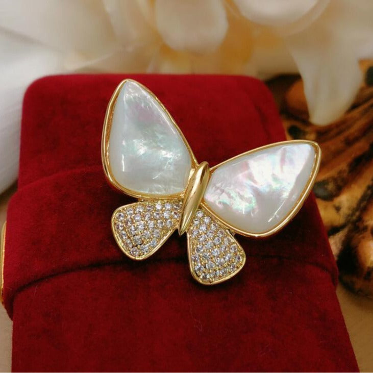 Animal Insect White Fritillary Butterfly Brooch