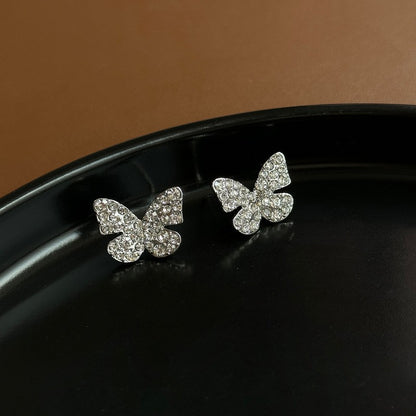 Diamond butterfly stud earrings