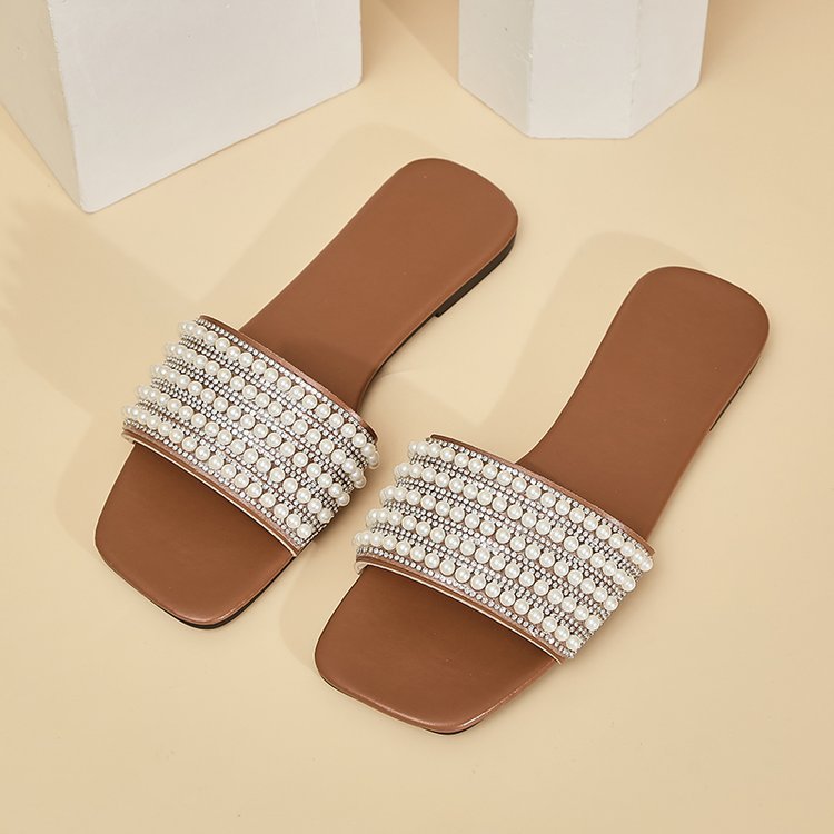 Pearl Rhinestone Slippers