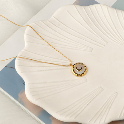 Necklace Female White Fritillary Moon Pendant