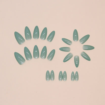 Jade Green Almond Detachable Fake Nails