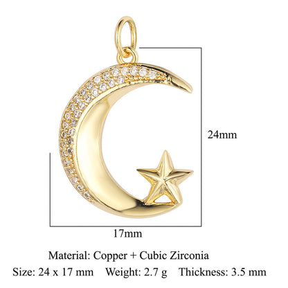 Moon Star Ballet Dancer Copper Zircon Pendant