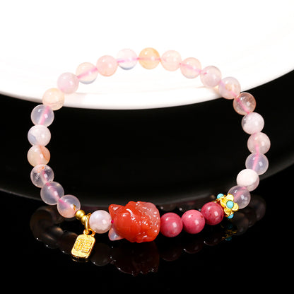 5A Natural Cherry Blossom Agate Redstone Bracelet