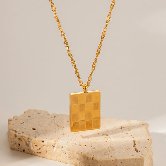 Vintage Square Checkerboard Necklace